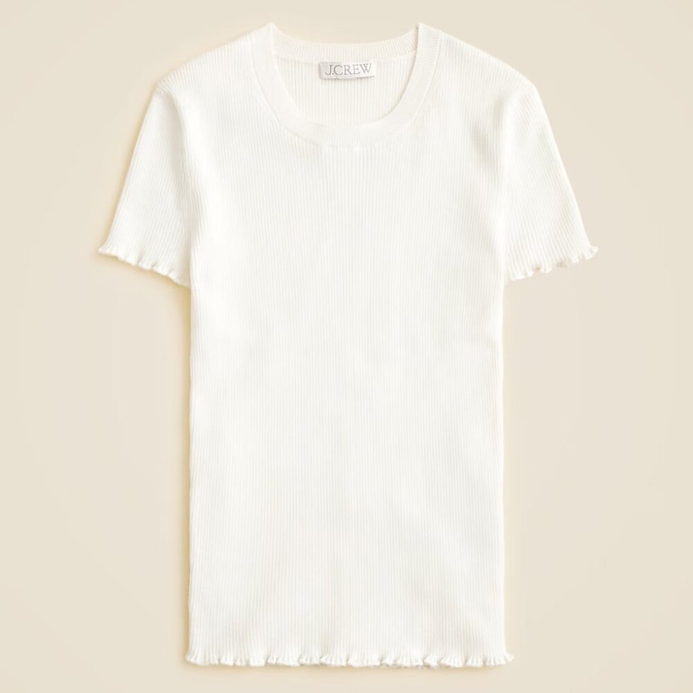 JCrew Ruffle-trim T-shirt in TENCEL™ lyocell blend